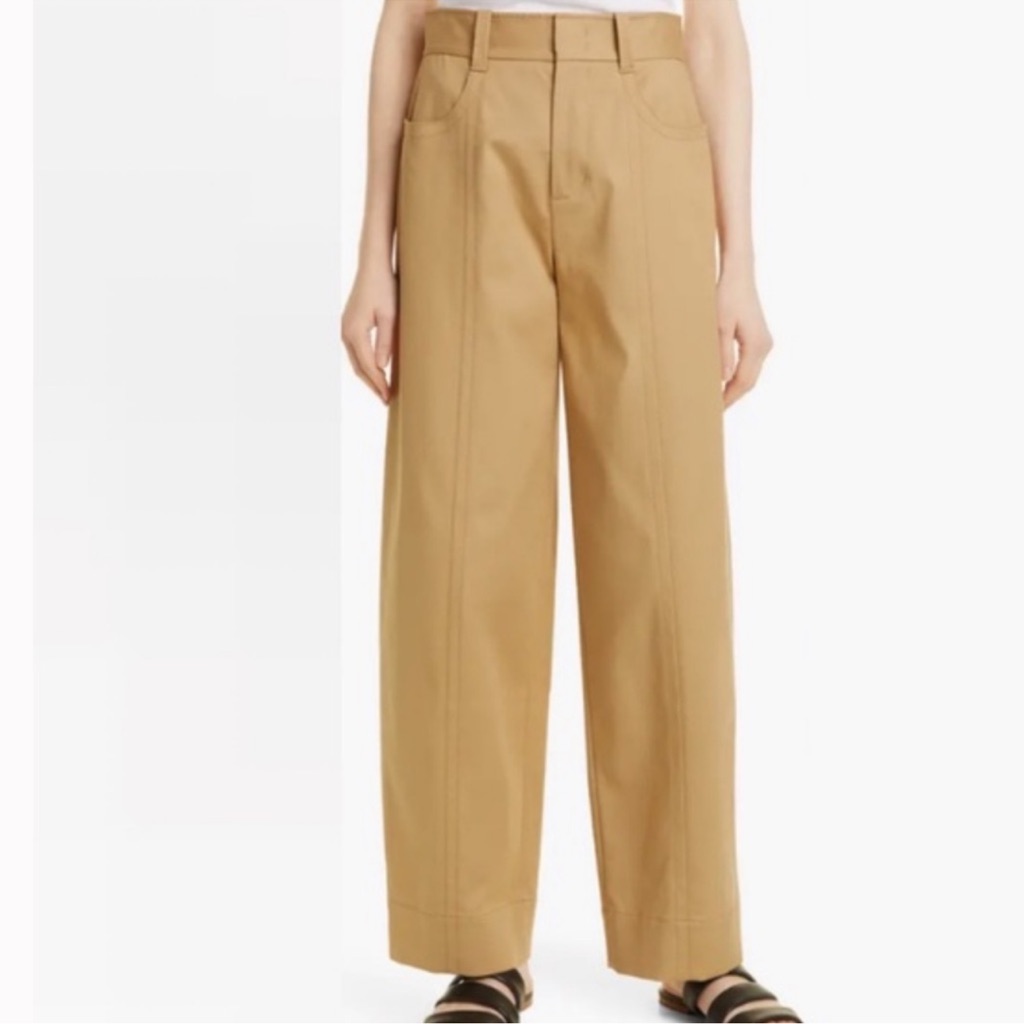 Vince Seam Front Cotton Straight Leg Pants Tan Size 10 High Rise